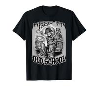 KEEP IT OLD SCHOOL Cholo Tattoo Chicano Art Skeleton Homie T-Shirt