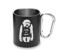 Keep It Real Banksy Monkey Street Art Metal Cup Carabiner Handle, Camping Mug