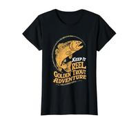 Keep It Reel Golden Trout Adventure Rainbow Fish Fishing Value Graphic T-Shirt, Women, Black, M