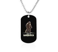 Keep It Sasquatch Bigfoot Couples Memorial Necklaces for Women Men Square Titanium Steel Chains Pendant Jewelry Gift