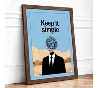 Keep It Simple Framed Wall Art Print A4 Walnut