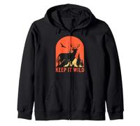 Keep It Wild Deer Silhouette Retro Vintage Camping Hiking Zip Hoodie