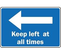Keep Left at All Times Big Arrow Safety Sign - Self Adhesive Sticker (300mm x 200mm)