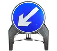 Keep Left Or Keep Right Reversible 750mm Circle Road Sign - Plastic Temporary Road Street Traffic Safety Sign for Road and Street Works - Freestanding with Reflective Sign Face