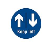 Keep Left social distance marker. PACK of 5 blue floor stickers. Heavy duty laminated scratch resistant graphic to help maintain Health & Safety awareness. IMMEDIATE DESPATCH