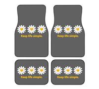 Keep Life Simple Daisy Flower Pattern Waterproof Universal Fit Car Floor Mats Front and Rear Car Mats Fit for Automotive SUV Trucks Sedans Vans Set of 4
