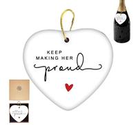 Keep Making Her Proud Memorial Ceramic Pendants,Hanging Hearts Gifts,Memorial Ornament,Loss of Loved One Bereavement Keepsake,Hug Token in Loving Memory,Mental Health Gifts,Proud of You Gifts