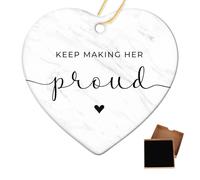 Keep Making Her Proud Memorial Ornament, Condolence Ceramic Keepsake, Loving Sympathy Gift Remembrance Gifts Heart Shaped Hanging Bereavement Gifts to Honor and Remember Loved Ones