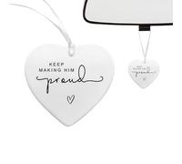 Keep Making Him Proud Memorial Gift - Unbreakable White Heart Hanging Ornament for Loss of Dad - Sympathy Gift for Bereavement - Grief Remembrance Plaques Keepsake - Thinking of You Token
