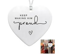 Keep Making Him Proud Memorial Ornament,Hanging Hearts Gifts,Loss of Loved One Bereavement Keepsake,Acrylic Pendants,Sympathy Gift,Congratulations Gifts,Mental Health Gifts,Proud of You Gifts