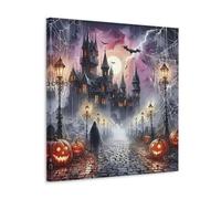 KEEP MARY Halloween Haunted Castle Wall Art Picture Print Modern Family Room Decor 12 x 12 Inch (30 x 30 cm)