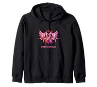 Keep Moving Heart Pulse Ribbon Energy Motivation Design Zip Hoodie