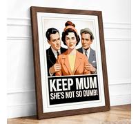 Keep Mum Propaganda Vintage Framed Wall Art Print A3 (42×29.7cm) Walnut, Wall Decor for Living Room, Bedroom, Office & Home, Ready to Hang, Art Gift