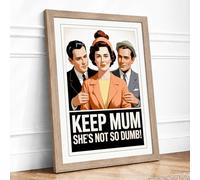 Keep Mum Propaganda Vintage Framed Wall Art Print A3 Oak