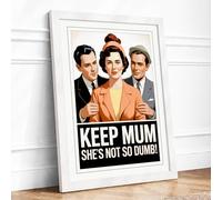 Keep Mum Propaganda Vintage Framed Wall Art Print A4 White
