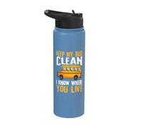 Keep My Bus Clean I Know Where You Live School Bus Driver Stainless Steel Insulated Water Bottle