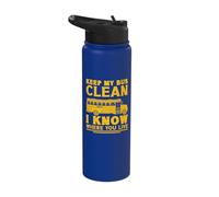 Keep My Bus Clean I Know Where You Live School Bus Driver Stainless Steel Insulated Water Bottle
