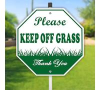 Keep Off Grass Sign, Please Be Respectful Sign, 10" x 10" Rust Free Reflective Aluminum Metal Sign, With 28" Long Metal Stake, Fade Resistant, Waterproof, Easy to Mount, For Outdoor Yard