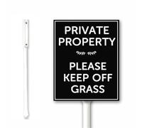 Keep Off Grass Sign, Private Property - Please Keep Off Grass Sign with Stake, 12X15CM, Set of 1, Rustproof Sturdy Aluminum Sign for Lawn Garden Outdoor Use, Easy to Install