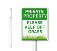 Keep Off Grass Yard Sign, Private Property - Please Keep Off Grass Sign with Stake, 18X22CM, Set of 1, Rustproof Sturdy Aluminum Sign for Lawn Garden Outdoor Use, Easy to Install