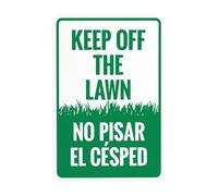 Keep Off The Lawn Bilingual Metal Warning Sign for Indoor Outdoor Security, Business Office Home Garden Street Decor 20 x 30 cm