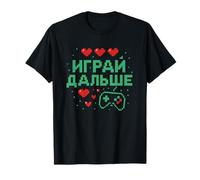Keep On Playing Pixel Art Design with Russian Words T-Shirt