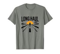 Keep on Truckin' Long Haul Life Trucker Retro Road Trip T-Shirt, Men, Olive Heather, 3XL