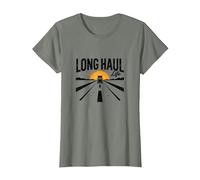 Keep on Truckin' Long Haul Life Trucker Retro Road Trip T-Shirt, Women, Olive Heather, 3XL