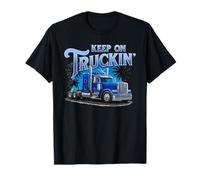Keep On Truckin' Retro Rig with Palm Trees and Lightning T-Shirt