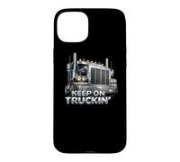 Keep On Truckin Semi Truck Driver Big Rig Vintage Trucker Case for iPhone 15 Plus