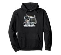 Keep On Truckin Semi Truck Driver Big Rig Vintage Trucker Pullover Hoodie