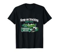 Keep on Trucking with Wine Funny Road Sign Graphic T-Shirt