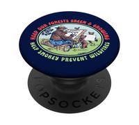 Keep Our Forest Green & Growing Smokey Bear & Friends Retro PopSockets Adhesive PopGrip