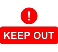 Keep Out Aluminium Composite Safety Sign 200mm x 135mm. (Red/White)