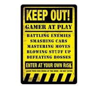 Keep Out Gamer at Play - Yellow - Small Sticky Pads | Printed Metal Wall Sign Plaque