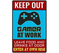 Keep Out Gamer at Work - Bestylez Funny Gamer Tin Sign For Gaming Room Wall Door Decor - Gift For Teen Boy, Boyfriend 12" * 8" (159)