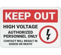 Keep Out High Voltage Authorized Personnel Only Warning Metal Sign Tin Signs Aluminum Sign for Outdoors Use Yard Farm Fence Home Wall Decor 8x12 inch