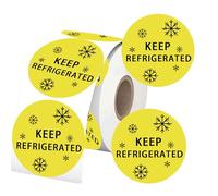 Keep Refrigerated Stickers 500 Pcs Waterproof Refrigerated Stickers Shipping Labels Keep Cold Food Packaging Warning Labels for Pharmacy, Drug Stores, Warning Label (Yellow)