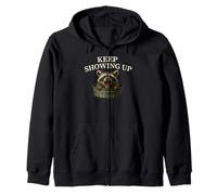 Keep Showing Up Funny Raccoon Growth Mindset Progress Zip Hoodie