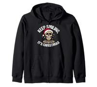 Keep Smiling It’s Christmas Skeleton Existential Dread Emo Zip Hoodie