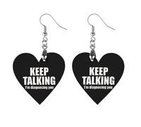 Keep Talking Diagnosing You Round Wooden Earrings Boho Drop Pendant Fashion Gifts for Women
