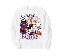 Keep The Candy I'll Take Books Funny Halloween Cat Book Love Sweatshirt