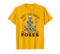 Keep The Candy I'll Take The Poses Halloween Yoga T-Shirt, Men, Golden Yellow, Large