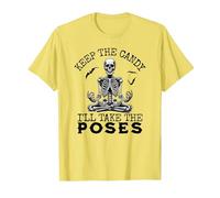 Keep The Candy I'll Take The Poses Halloween Yoga T-Shirt, Men, Lemon Yellow, Small