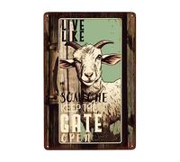 Keep The Door Closed Or Catch The Goat Metal Poster Novelty Plaque Tin Funny Tin Sign For Bar Pub House Kitchen