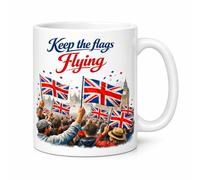 Keep the Flags Flying - British Union Jack Patriotic Mug, 11oz White Ceramic, Photorealistic Design