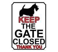KEEP THE GATE CLOSED THANK YOU SCOTTIE DOG THEME METAL SIGN 200MM X 150MM (212H1)