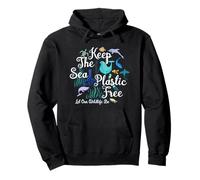 Keep The Sea Plastic Free Eco Colorful Whale Turtle Wildlife Pullover Hoodie
