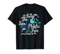 Keep The Sea Plastic Free Eco Colorful Whale Turtle Wildlife T-Shirt
