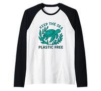 Keep The Sea Plastic Free Sea Turtle Eco Earth Day Raglan Baseball Tee